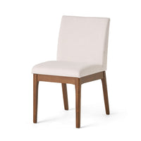 Jimi Dining Side Chair Set of 2, Light Beige Fabric, Brown Wood Legs - BM324263