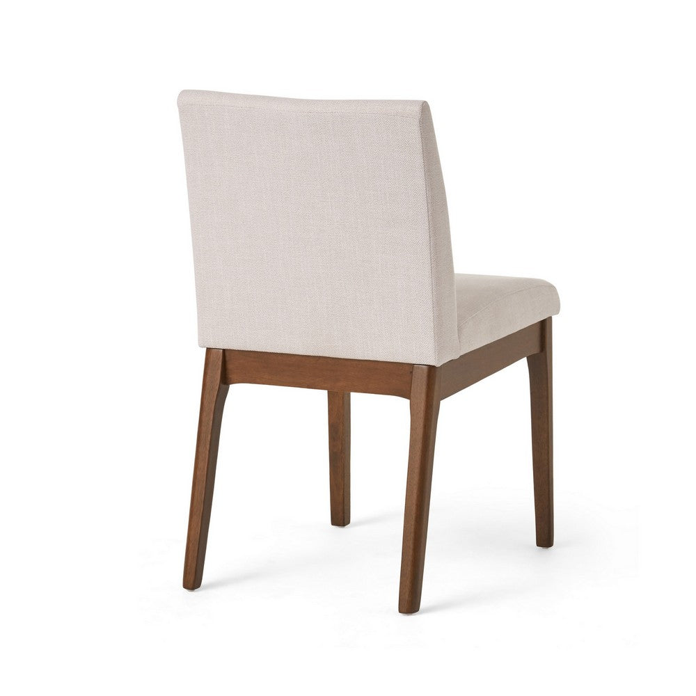 Jimi Dining Side Chair Set of 2, Light Beige Fabric, Brown Wood Legs - BM324263