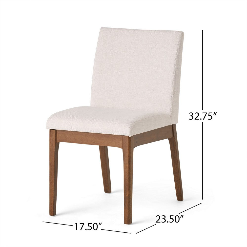 Jimi Dining Side Chair Set of 2, Light Beige Fabric, Brown Wood Legs - BM324263