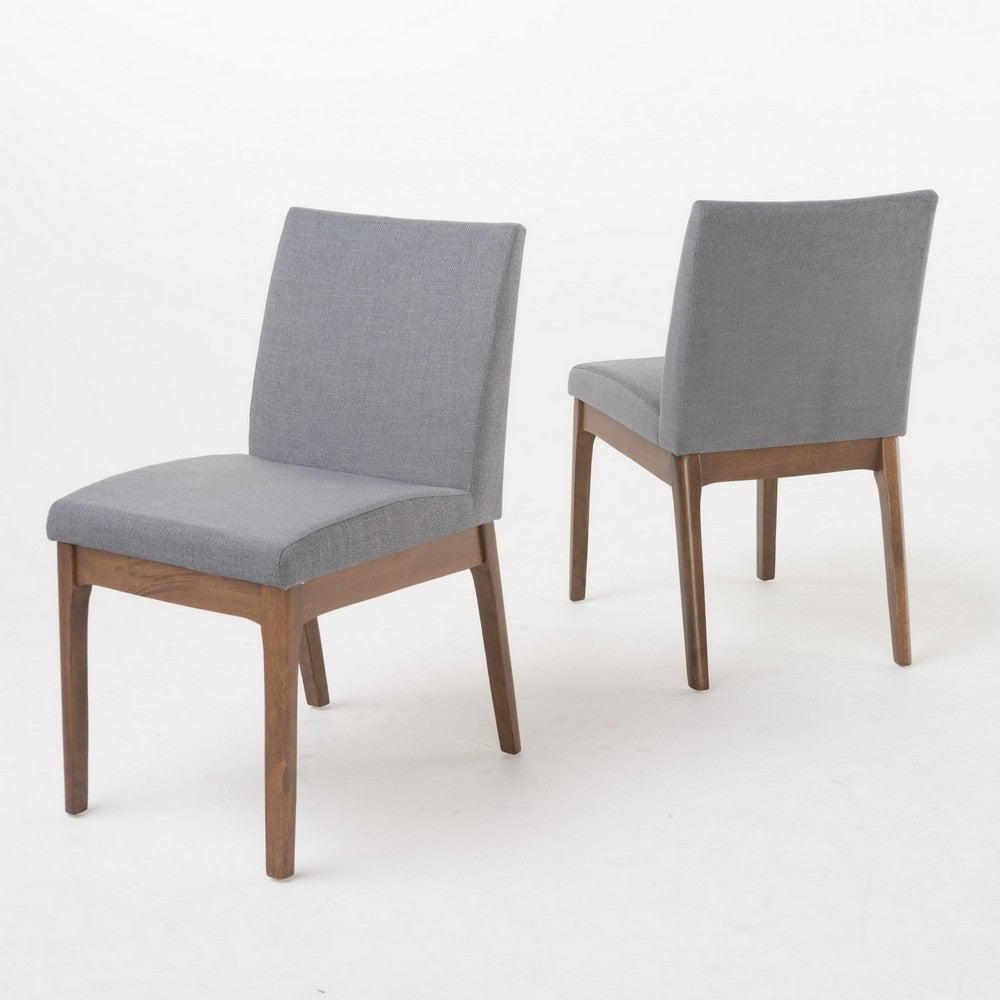 Jimi Dining Side Chair Set of 2, Dark Gray Linen Fabric, Brown Legs - BM324276