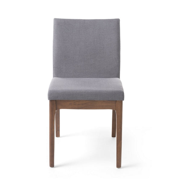 Jimi Dining Side Chair Set of 2, Dark Gray Linen Fabric, Brown Legs - BM324276