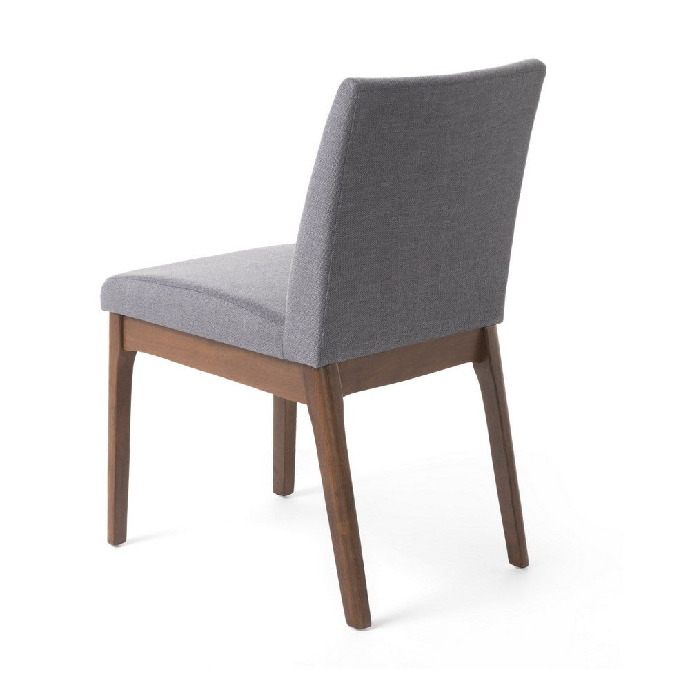 Jimi Dining Side Chair Set of 2, Dark Gray Linen Fabric, Brown Legs - BM324276