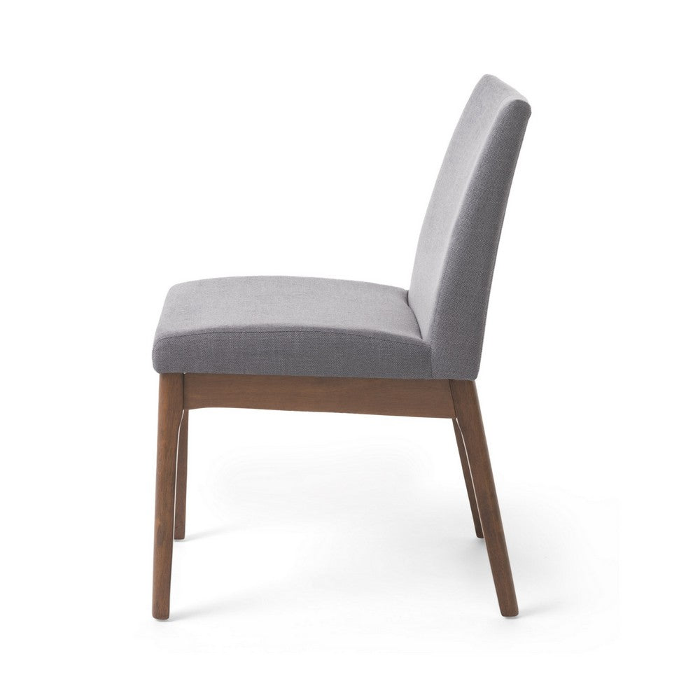 Jimi Dining Side Chair Set of 2, Dark Gray Linen Fabric, Brown Legs - BM324276
