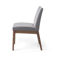Jimi Dining Side Chair Set of 2, Dark Gray Linen Fabric, Brown Legs - BM324276