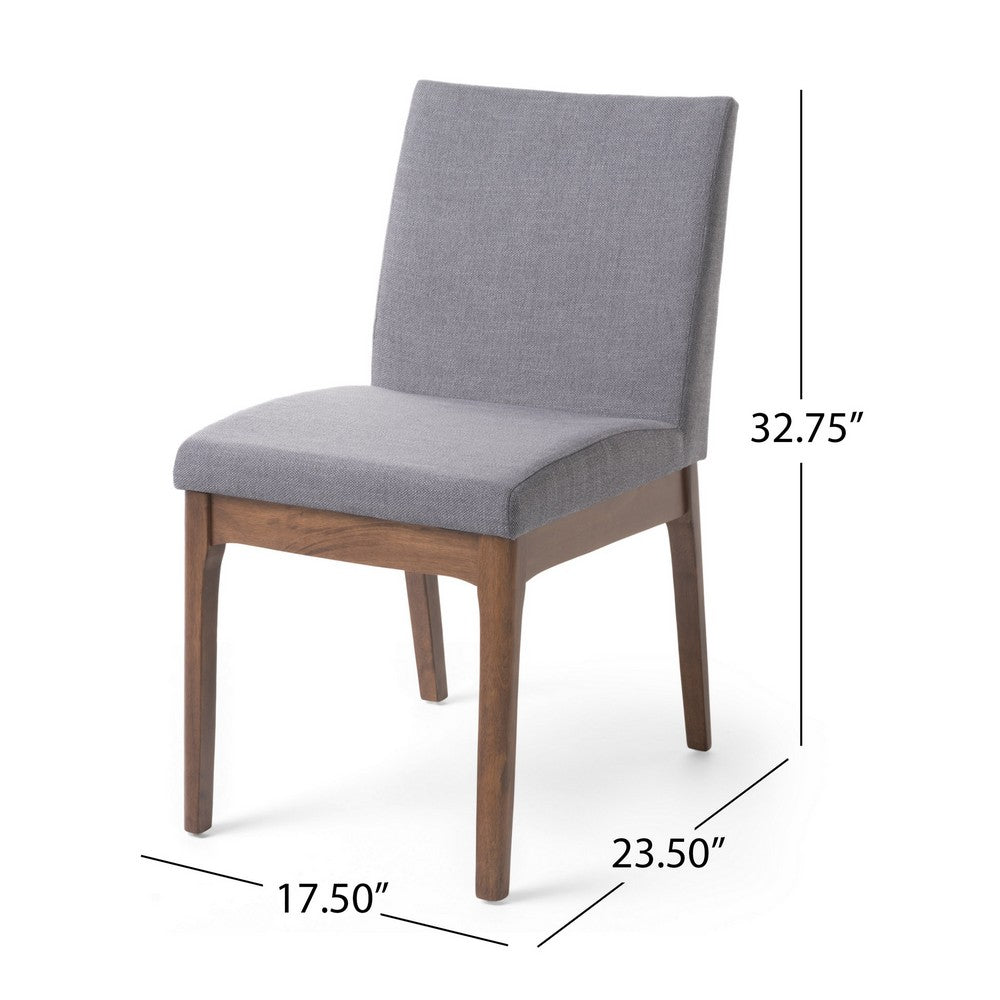 Jimi Dining Side Chair Set of 2, Dark Gray Linen Fabric, Brown Legs - BM324276
