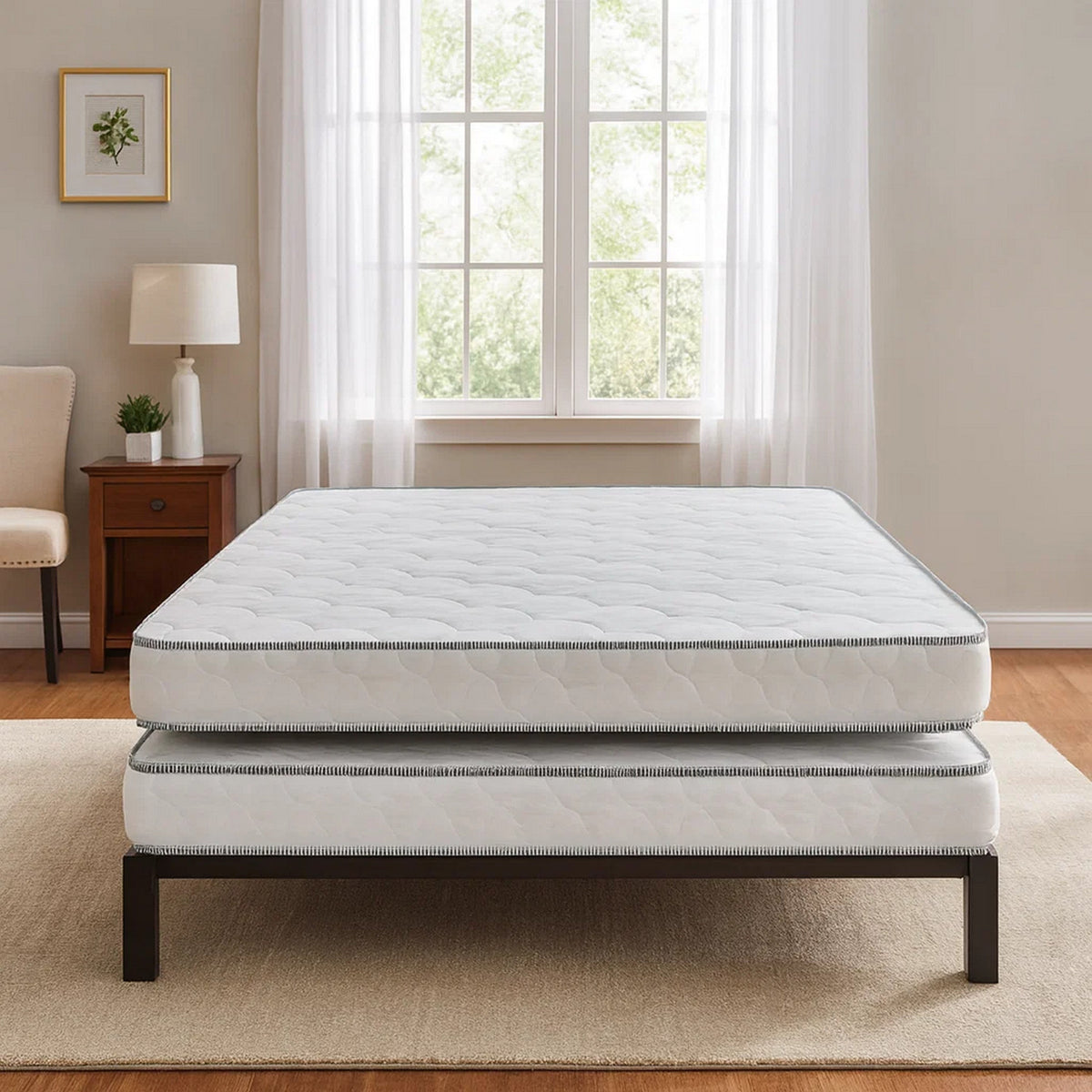Sly 6 Inch Full Size Mattress Set of 2, Medium Polyurethane Foam Core-BM324301