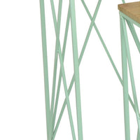 Mito 3pc Nesting Plant Stand Table, Brown Wood, X Cross Green Metal -BM324304