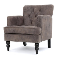 Lit Accent Chair with Gray Fabric Microfiber, Button Tufted Design - BM324320