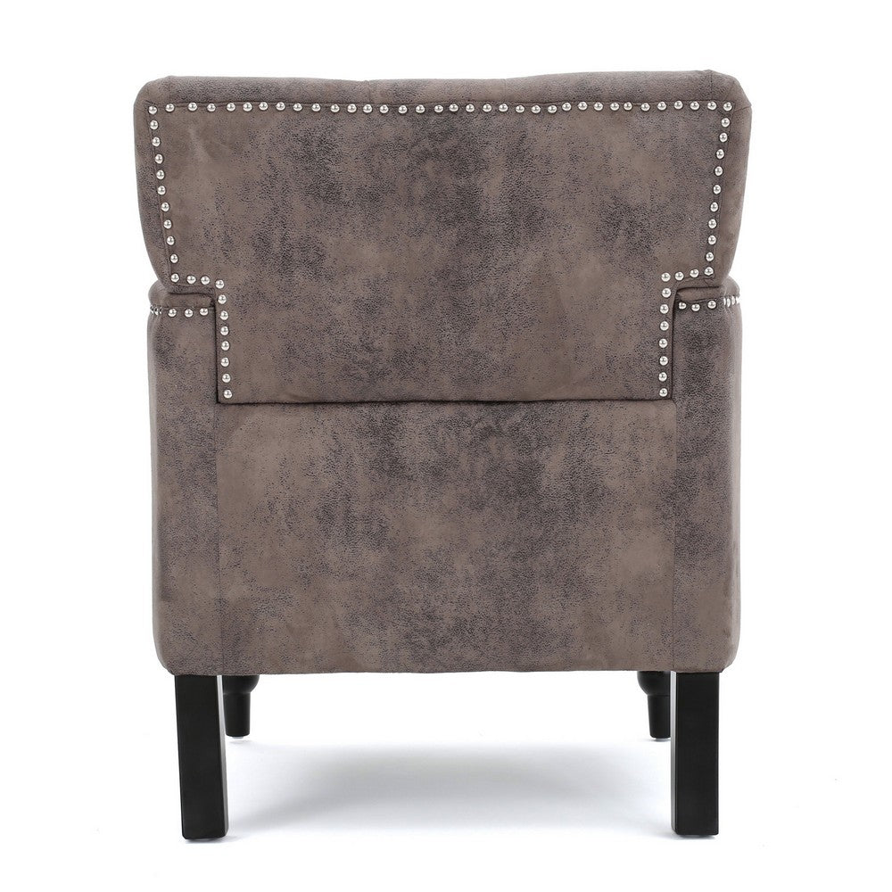 Lit Accent Chair with Gray Fabric Microfiber, Button Tufted Design - BM324320