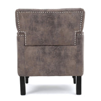 Lit Accent Chair with Gray Fabric Microfiber, Button Tufted Design - BM324320