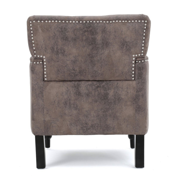 Lit Accent Chair with Gray Fabric Microfiber, Button Tufted Design - BM324320