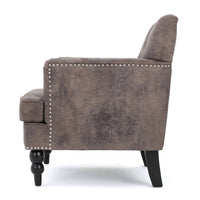 Lit Accent Chair with Gray Fabric Microfiber, Button Tufted Design - BM324320