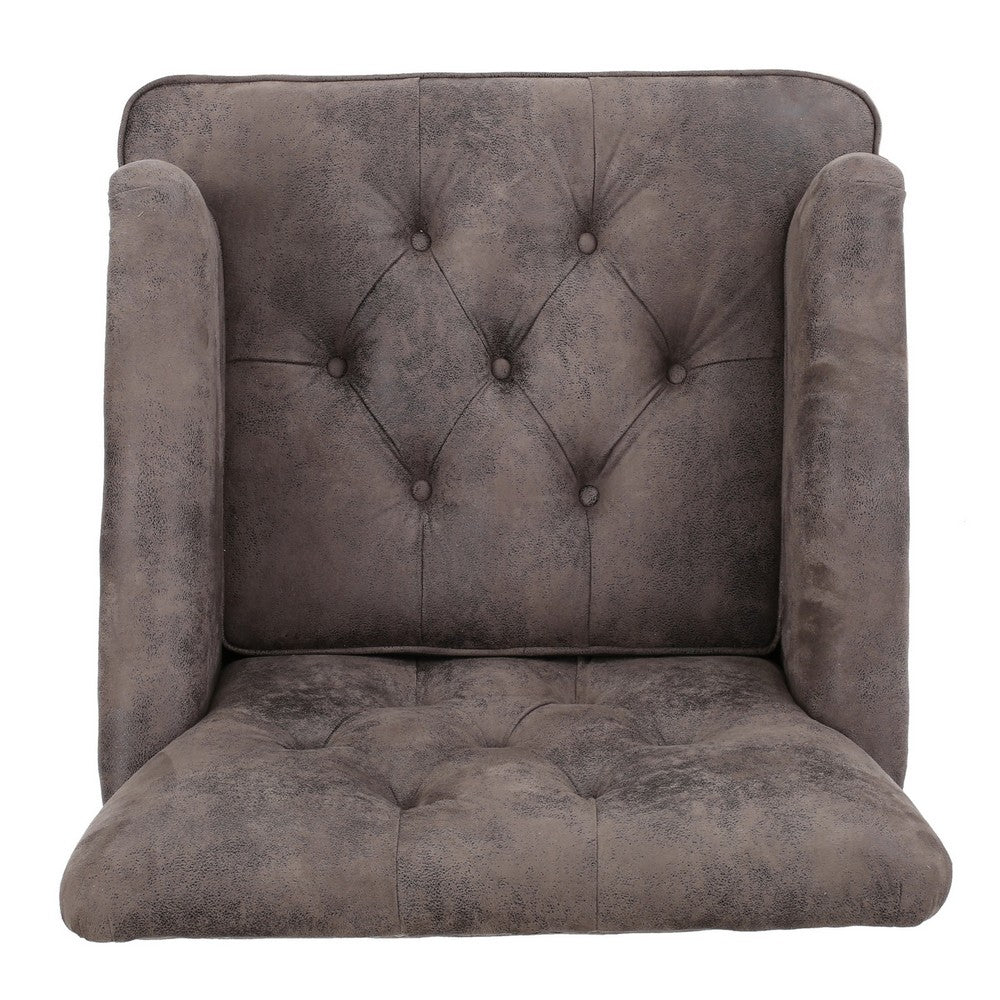 Lit Accent Chair with Gray Fabric Microfiber, Button Tufted Design - BM324320