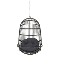 Fam Outdoor Hanging Lounge Chair Swing, Teardrop Design Gray Rattan - BM324322
