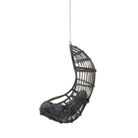 Fam Outdoor Hanging Lounge Chair Swing, Teardrop Design Gray Rattan - BM324322
