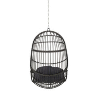 Fam Outdoor Hanging Lounge Chair Swing, Teardrop Design Gray Rattan - BM324322