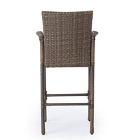 Drip Outdoor Barstool Chair Set of 2, Brown PE Rattan Woven and Iron - BM324323
