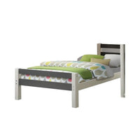 Robin Twin Size Bed, Transitional Style White and Gray Wood Frame -BM324325