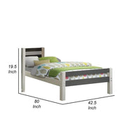 Robin Twin Size Bed, Transitional Style White and Gray Wood Frame -BM324325