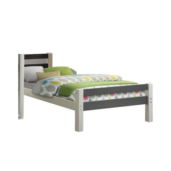 Robin Twin Size Bed, Transitional Style White and Gray Wood Frame -BM324325
