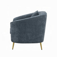 Kenny Accent Chair, 1 Pillow, Cobalt Blue Chenille, Golden Metal Legs  -BM324336