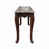 Aliya Sofa Table, Rectangular 52 Inch Marble Top, Cherry Brown Wood -BM324341
