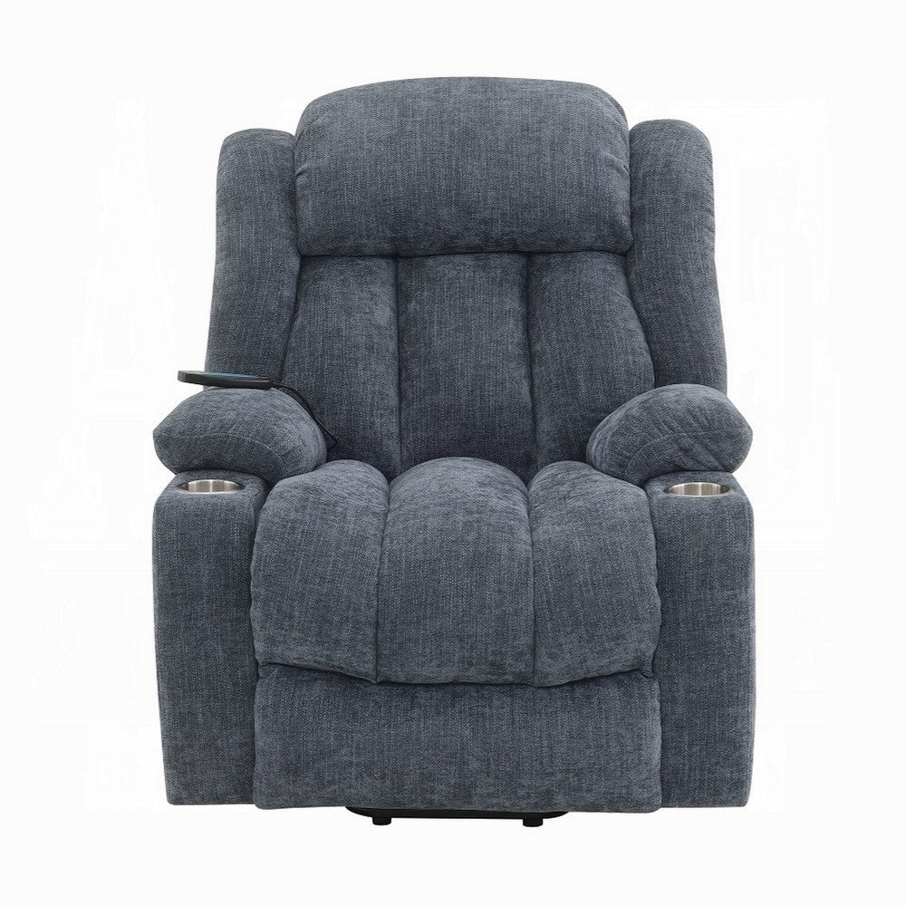 Mario Power Recliner Chair with Lift, Heating, Massage, Blue Velvet -BM324343
