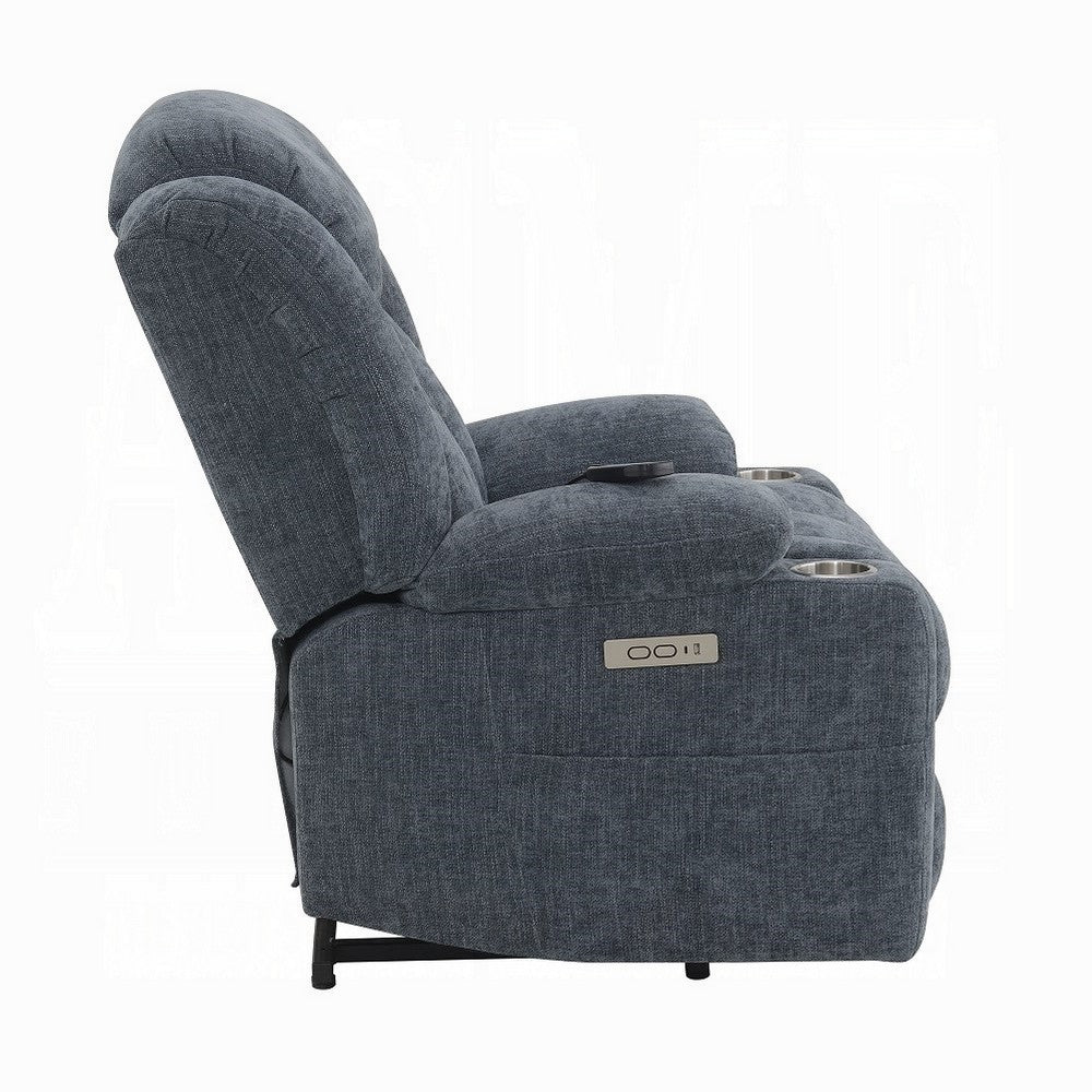 Mario Power Recliner Chair with Lift, Heating, Massage, Blue Velvet -BM324343