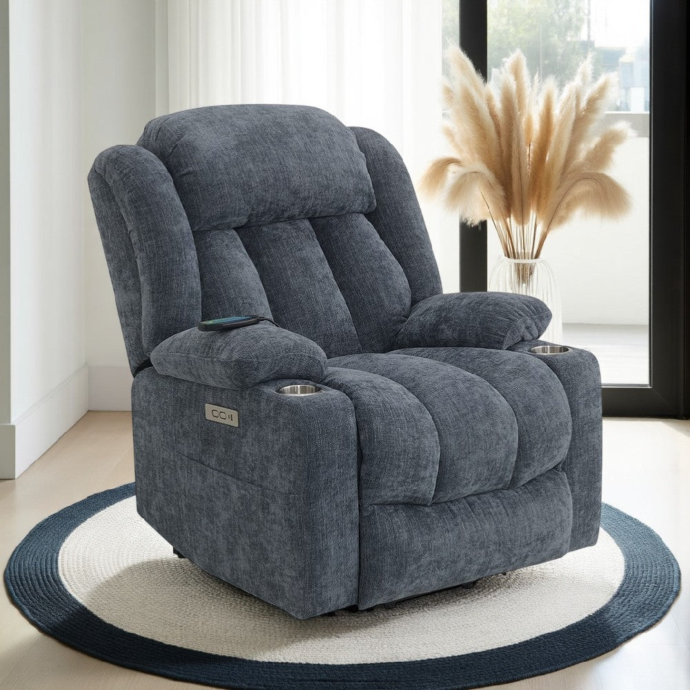 Mario Power Recliner Chair with Lift, Heating, Massage, Blue Velvet -BM324343