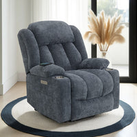Mario Power Recliner Chair with Lift, Heating, Massage, Blue Velvet -BM324343