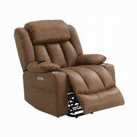 Mario Power Recliner Lift Chair, Heating Massage, Brown Faux Leather -BM324344