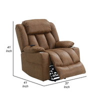 Mario Power Recliner Lift Chair, Heating Massage, Brown Faux Leather -BM324344