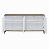 Avia Sideboard Console Cabinet, White Marble Look 4 Door Brown 65 Inch -BM324345