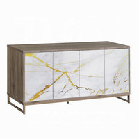 Avia Sideboard Console Cabinet, White Marble Look 4 Door Brown 65 Inch -BM324345