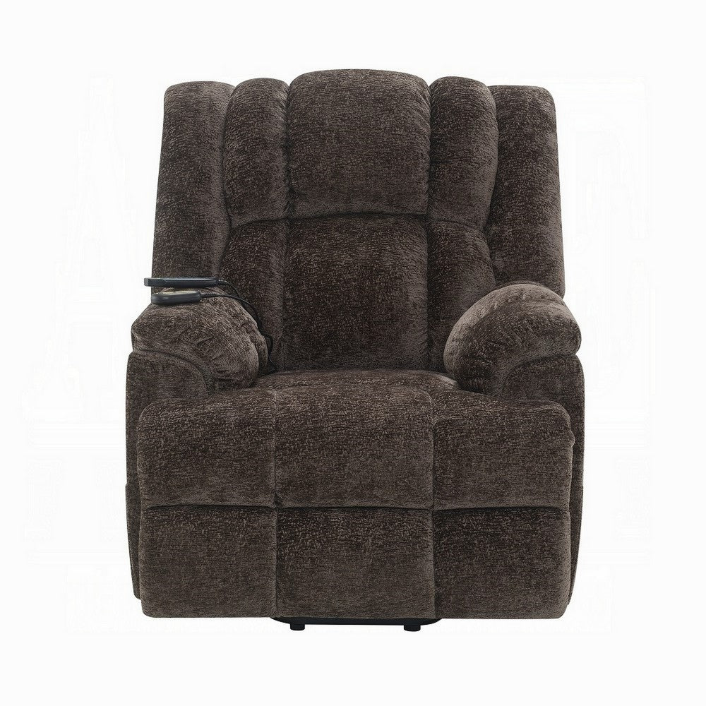 Cassy Power Recliner Chair with Lift, Heating, Massage, Brown Velvet -BM324346