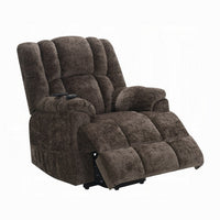 Cassy Power Recliner Chair with Lift, Heating, Massage, Brown Velvet -BM324346