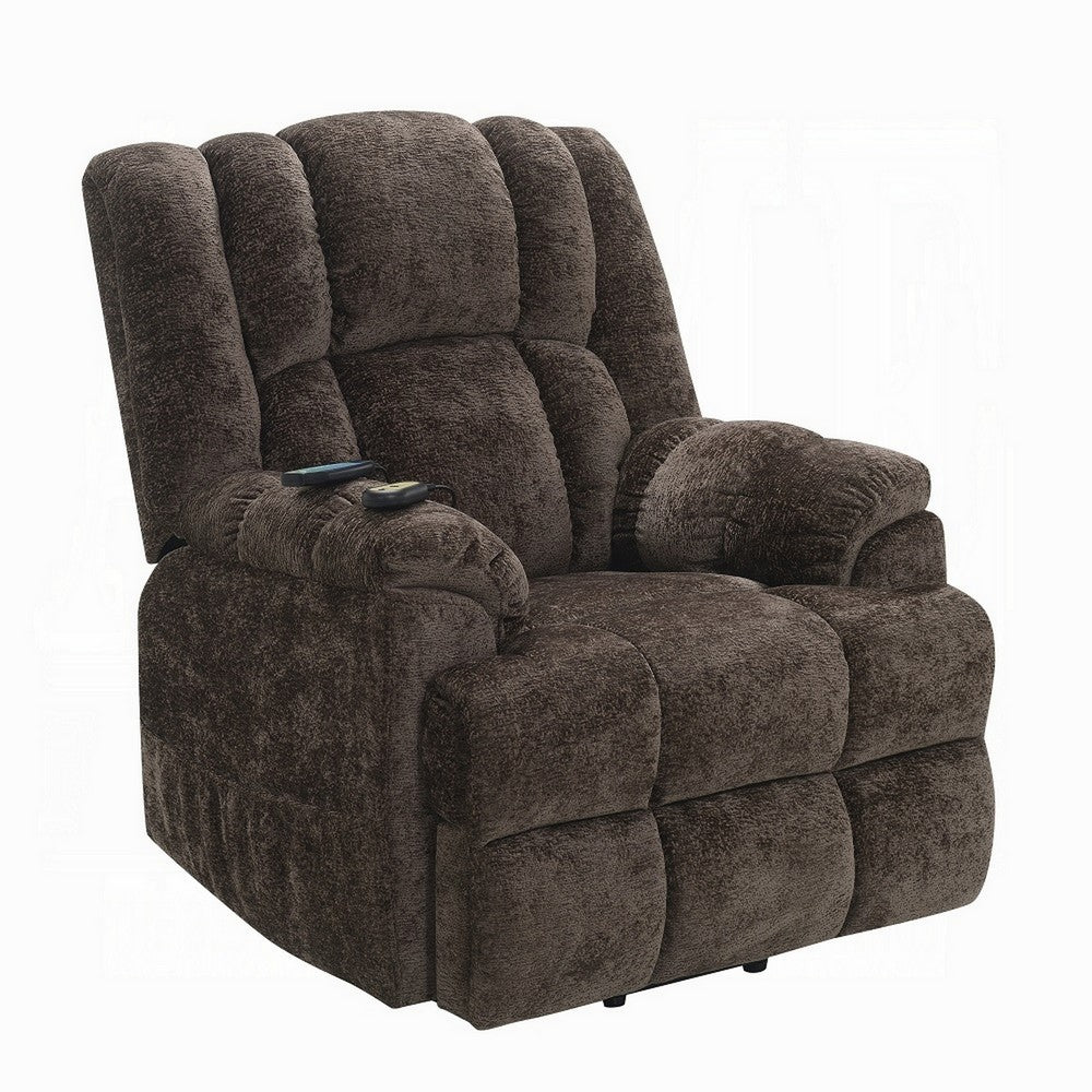 Cassy Power Recliner Chair with Lift, Heating, Massage, Brown Velvet -BM324346