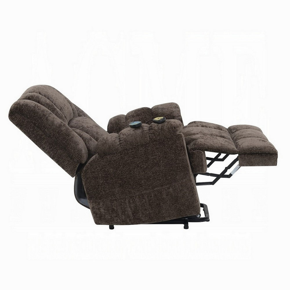 Cassy Power Recliner Chair with Lift, Heating, Massage, Brown Velvet -BM324346