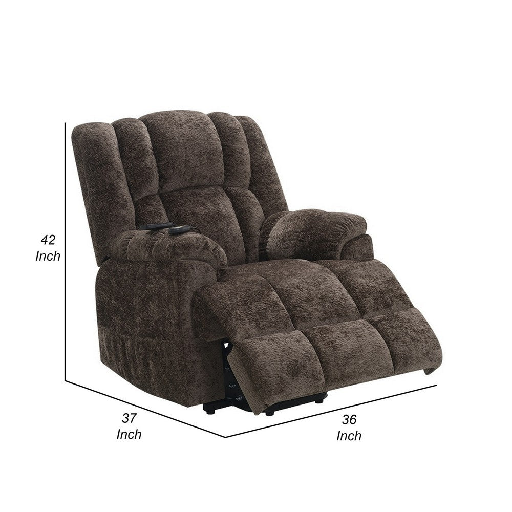 Cassy Power Recliner Chair with Lift, Heating, Massage, Brown Velvet -BM324346