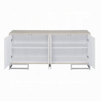 Anok Sideboard Console Cabinet, White Marble Look, Chrome, 65 Inch -BM324347