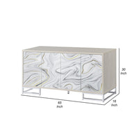 Anok Sideboard Console Cabinet, White Marble Look, Chrome, 65 Inch -BM324347