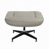 Siro Swivel Ottoman, Gray Top Grain Leather with Foam Padding, 24 Inch -BM324351