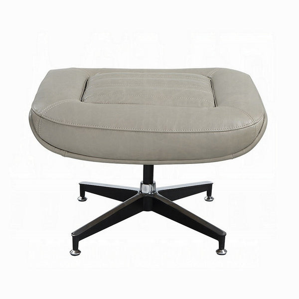 Siro Swivel Ottoman, Gray Top Grain Leather with Foam Padding, 24 Inch -BM324351