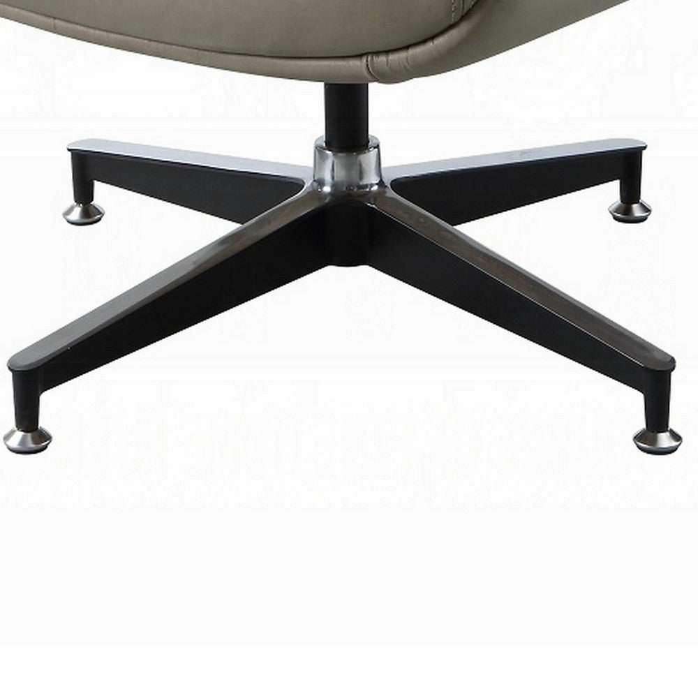 Siro Swivel Ottoman, Gray Top Grain Leather with Foam Padding, 24 Inch -BM324351