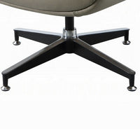 Siro Swivel Ottoman, Gray Top Grain Leather with Foam Padding, 24 Inch -BM324351