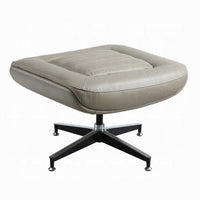 Siro Swivel Ottoman, Gray Top Grain Leather with Foam Padding, 24 Inch