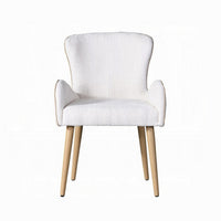 Willy Side Chair Set of 2, White Boucle, Soft Padding, Brown Wood Legs -BM324352