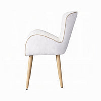Willy Side Chair Set of 2, White Boucle, Soft Padding, Brown Wood Legs -BM324352