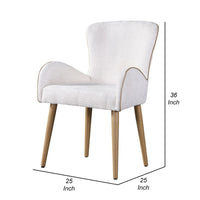 Willy Side Chair Set of 2, White Boucle, Soft Padding, Brown Wood Legs -BM324352