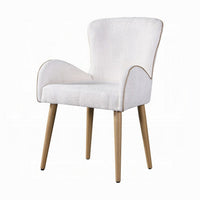 Willy Side Chair Set of 2, White Boucle, Soft Padding, Brown Wood Legs -BM324352